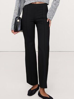 NWT! Banana Republic Black Crop Flare Everywhere Ponte Knit Pull-On Pants XL